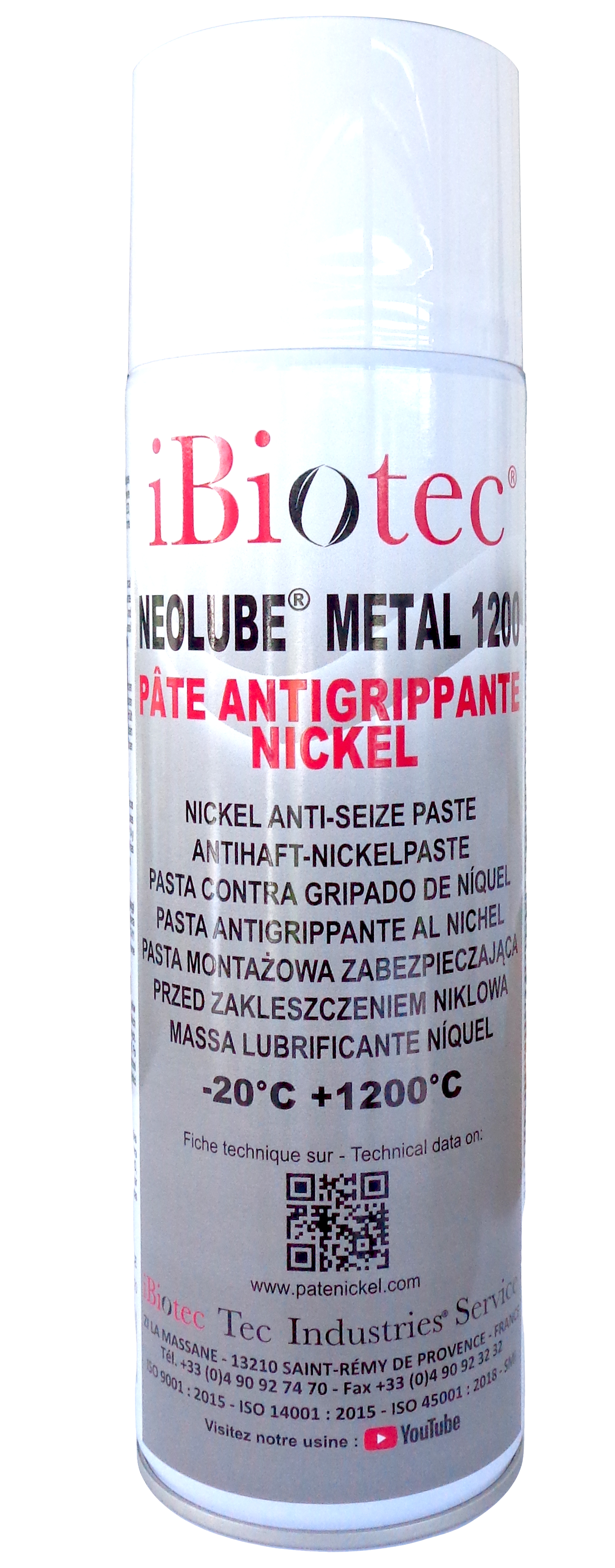 graisse nickel pour tres hautes temperatures 1200°C. anticorrosion. anti soudure. tres faible couple de desserrage apres exposition en temperature. aerosol pate antigrippante nickel, pate nickel, graisse nickel, graisse nickel haute temperature, pate d'assemblage nickel. graisse haute temperature. graisse très haute temperature. fournisseurs graisses techniques. fournisseurs graisses industrielles. fournisseurs lubrifiants industriels. fabricants graisses techniques. fabricants graisses industrielles. fabricants lubrifiants industriels. Graisse nickel aerosol. Aerosols techniques. Aerosols maintenance. Fournisseurs aérosols. Fabricants aérosols. Produit maintenance industrielle